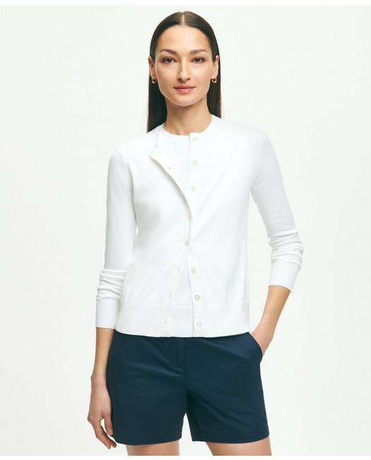 Brooks Brothers Supima Cotton Cardigan Sweater | White | Size Xs