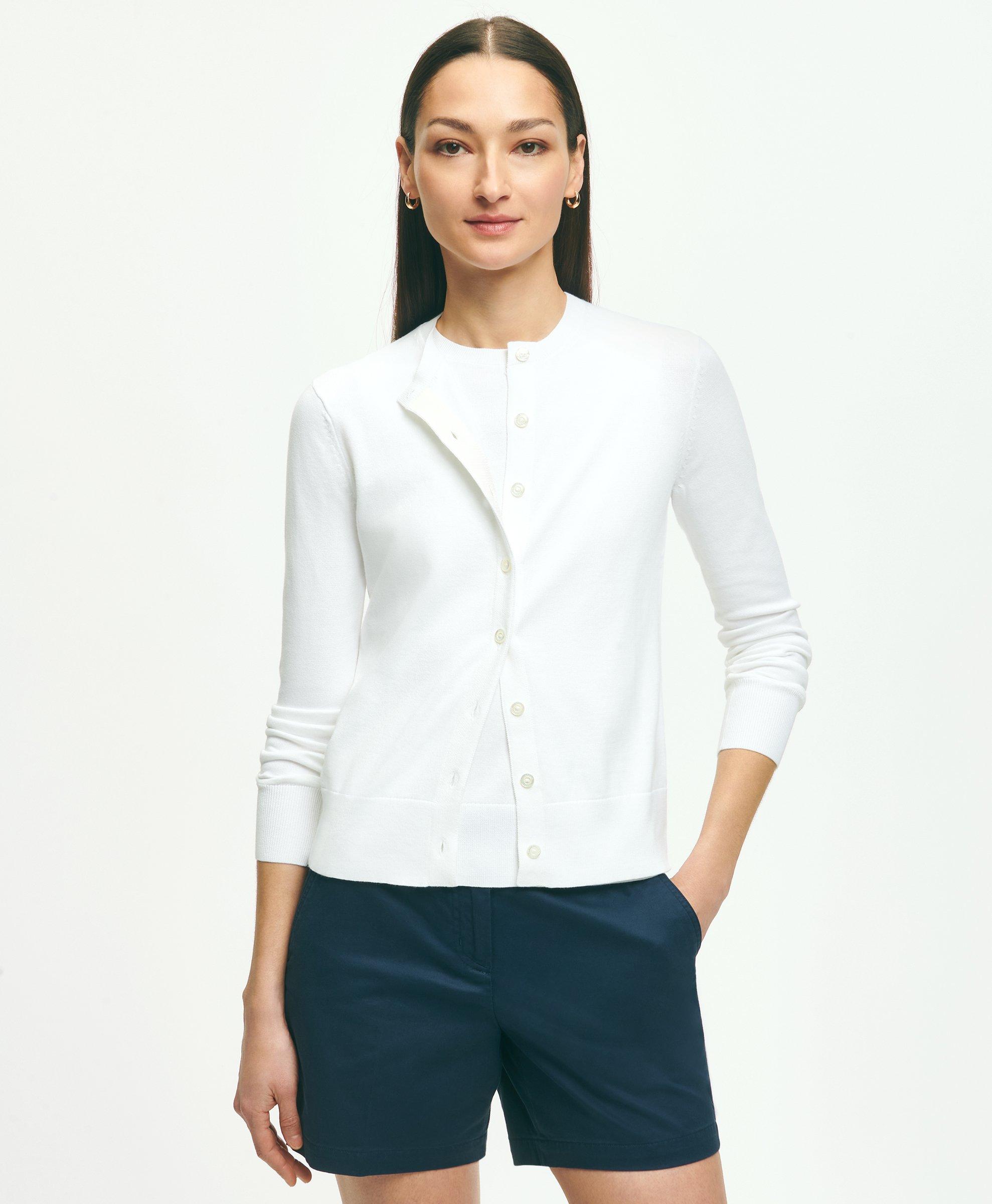 Brooks Brothers Supima Cotton Cardigan Sweater | White | Size Xl