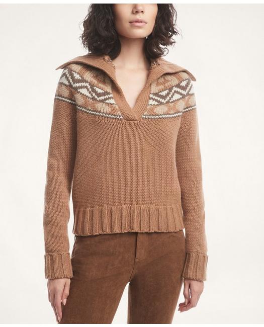 Brooks Brothers Alpaca-wool Fair Isle Sweater | Brown | Size Large