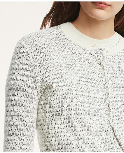 Cotton Cashmere Blend Pointelle Cardigan Sweater