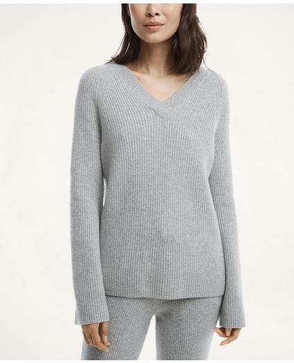 Merino Wool Cashmere V-Neck Relaxed Sweater