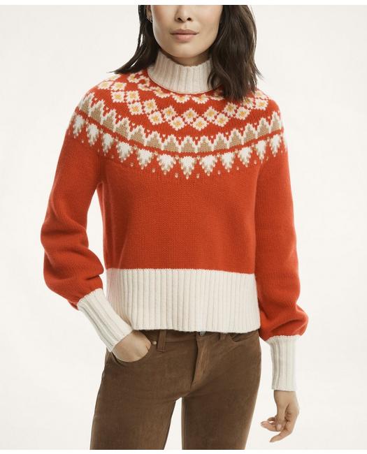 Brooks Brothers Merino Wool Fair Isle Sweater | Red | Size Xs