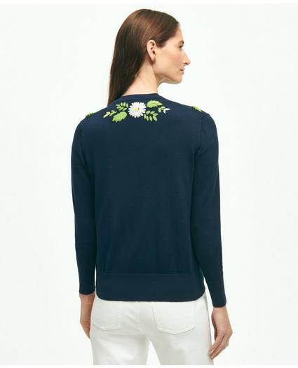 Supima Cotton Floral Embroidered Cardigan Sweater