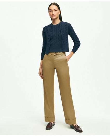 Supima Cotton Cable Knit Cropped Shell Sweater