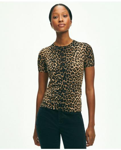 Merino Wool Leopard Print Shell Sweater