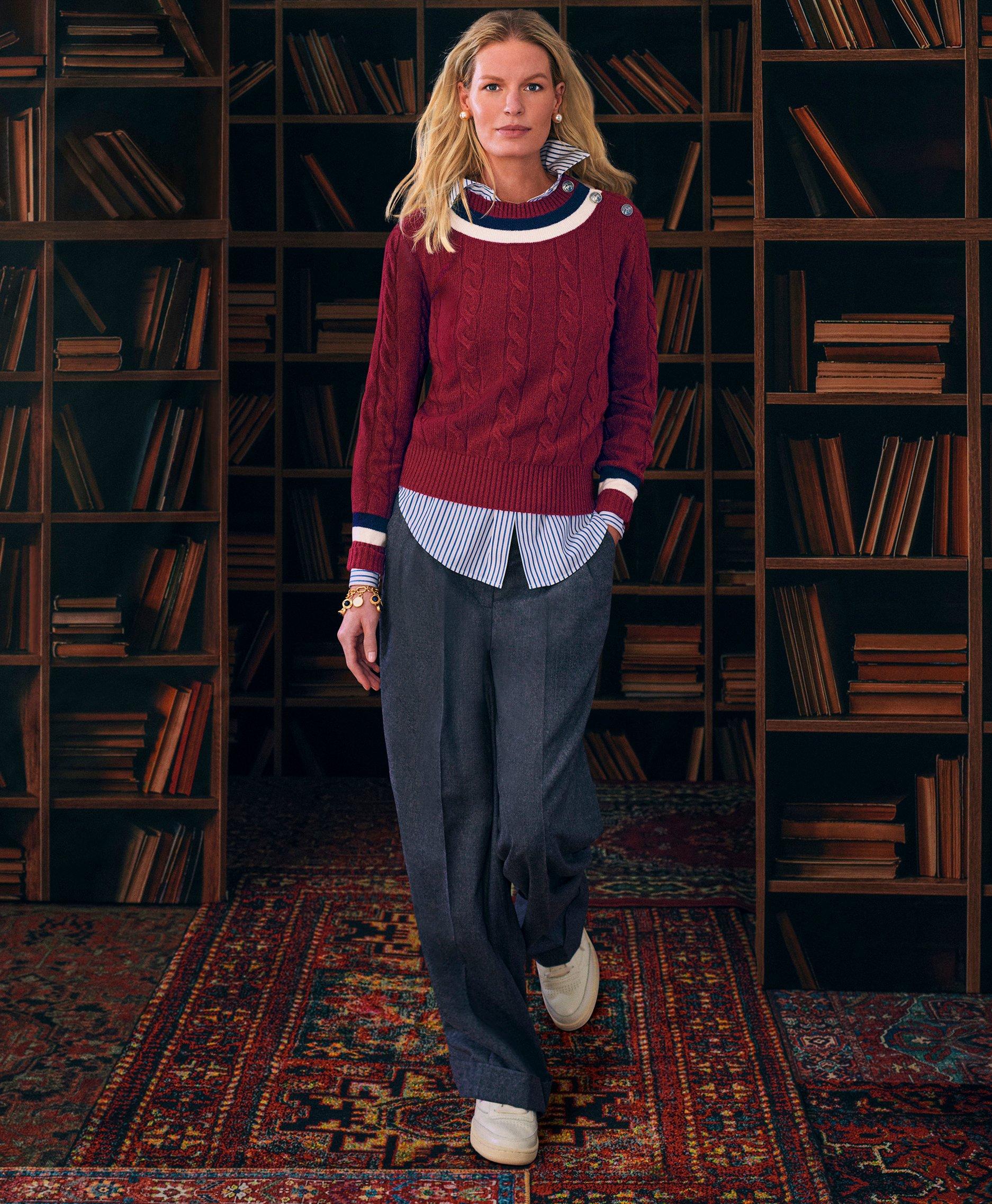 Merino Wool Cashmere Tennis Sweater