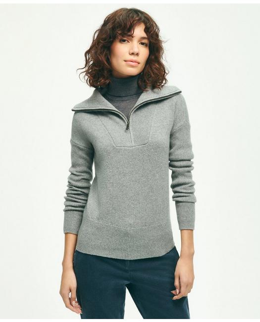 Brooks Brothers Wool Cashmere Half-zip Sweater | Grey | Size Medium