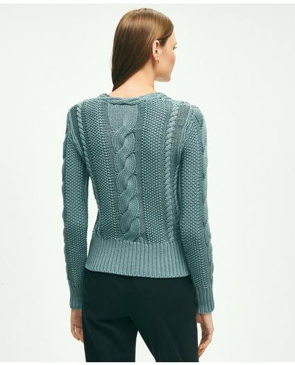 Cotton Multi-Cable V-Neck Sweater