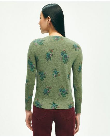 Lambswool Floral Print Cardigan Sweater