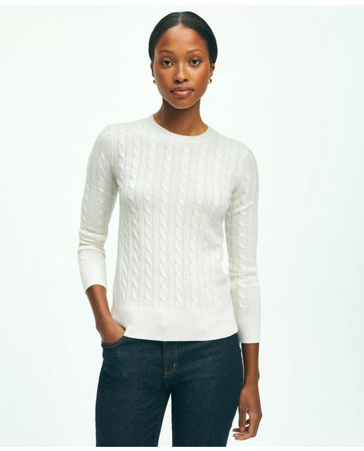 Brooks Brothers Cashmere Crewneck Sweater | Cream | Size Xs