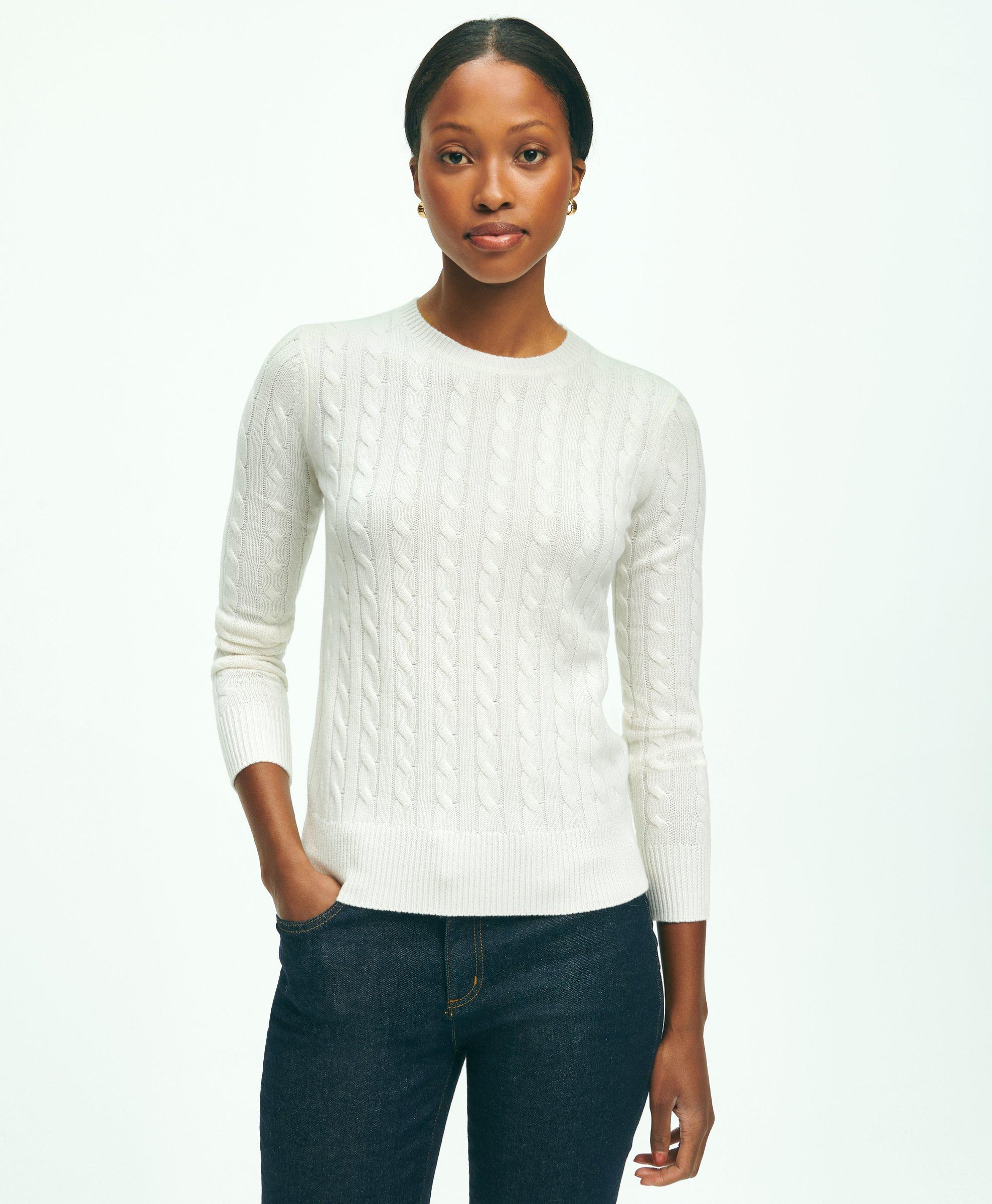 Brooks Brothers Cashmere Crewneck Sweater | Cream | Size Xs