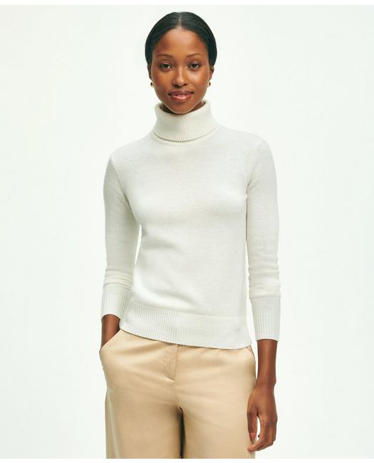 Brooks Brothers Cashmere Turtleneck Sweater | Cream | Size Xs