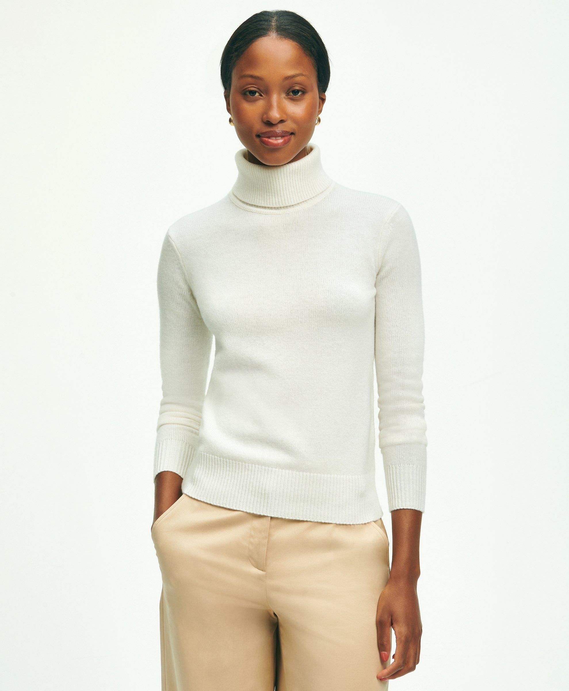 Brooks Brothers Cashmere Turtleneck Sweater | Cream | Size Xs