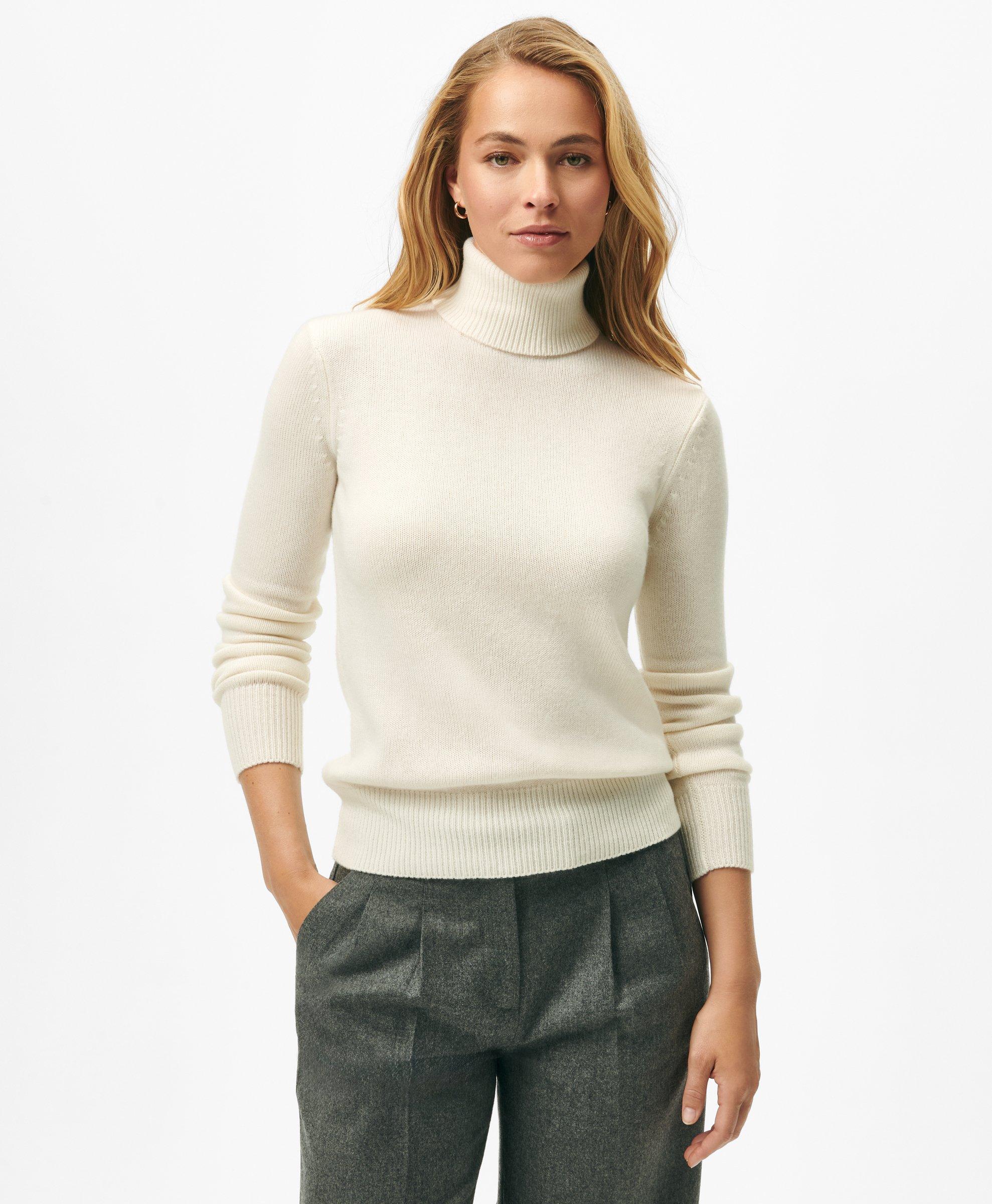 Brooks Brothers Cashmere Turtleneck Sweater | Cream | Size Xs