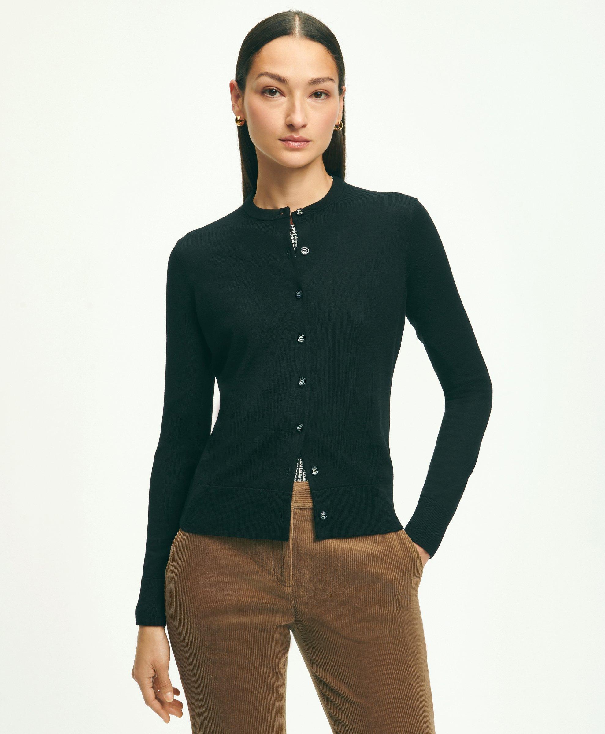 Brooks Brothers Merino Wool Cardigan Sweater | Black | Size Small