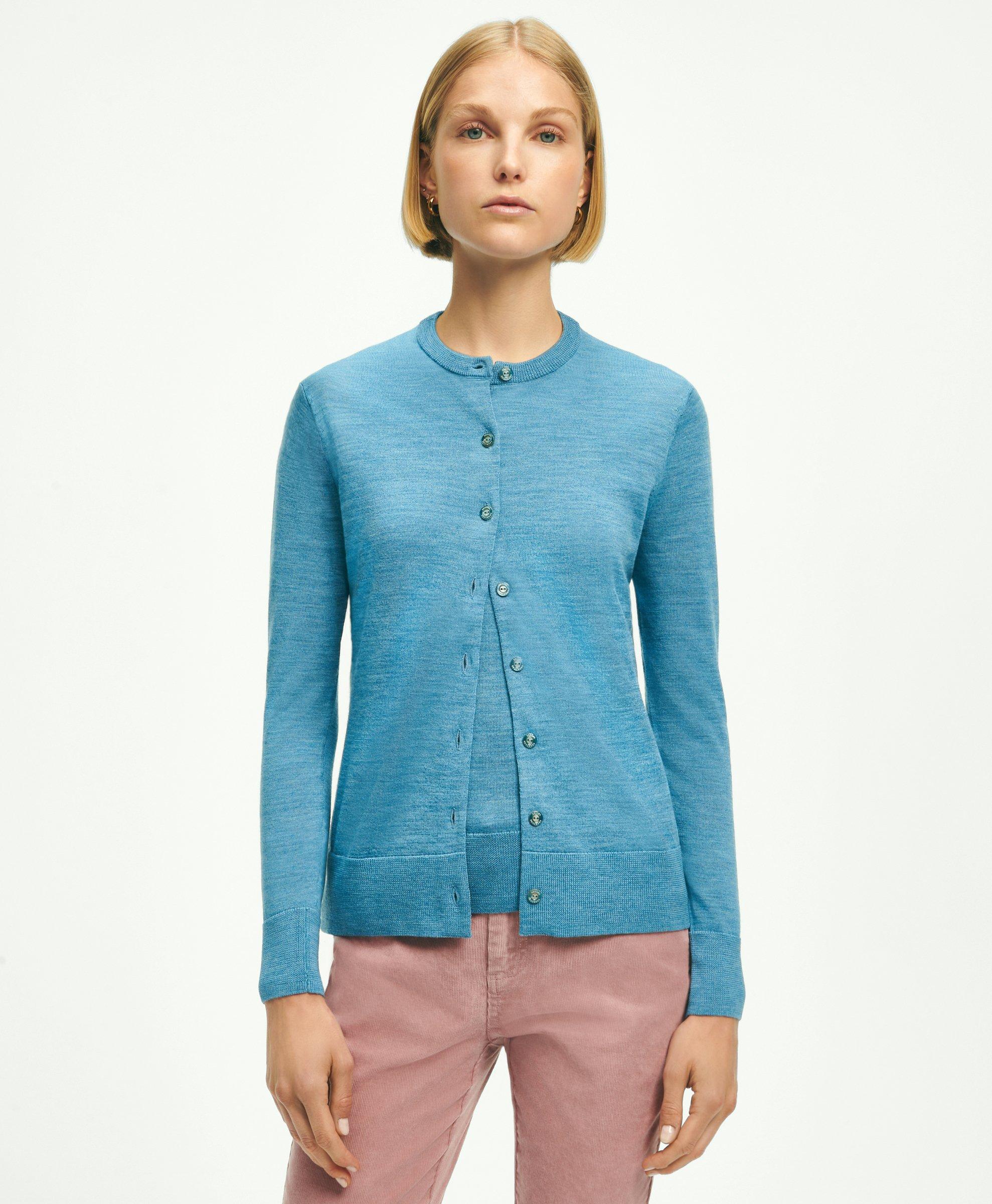 Brooks Brothers Merino Wool Cardigan Sweater | Blue Heather | Size Xl