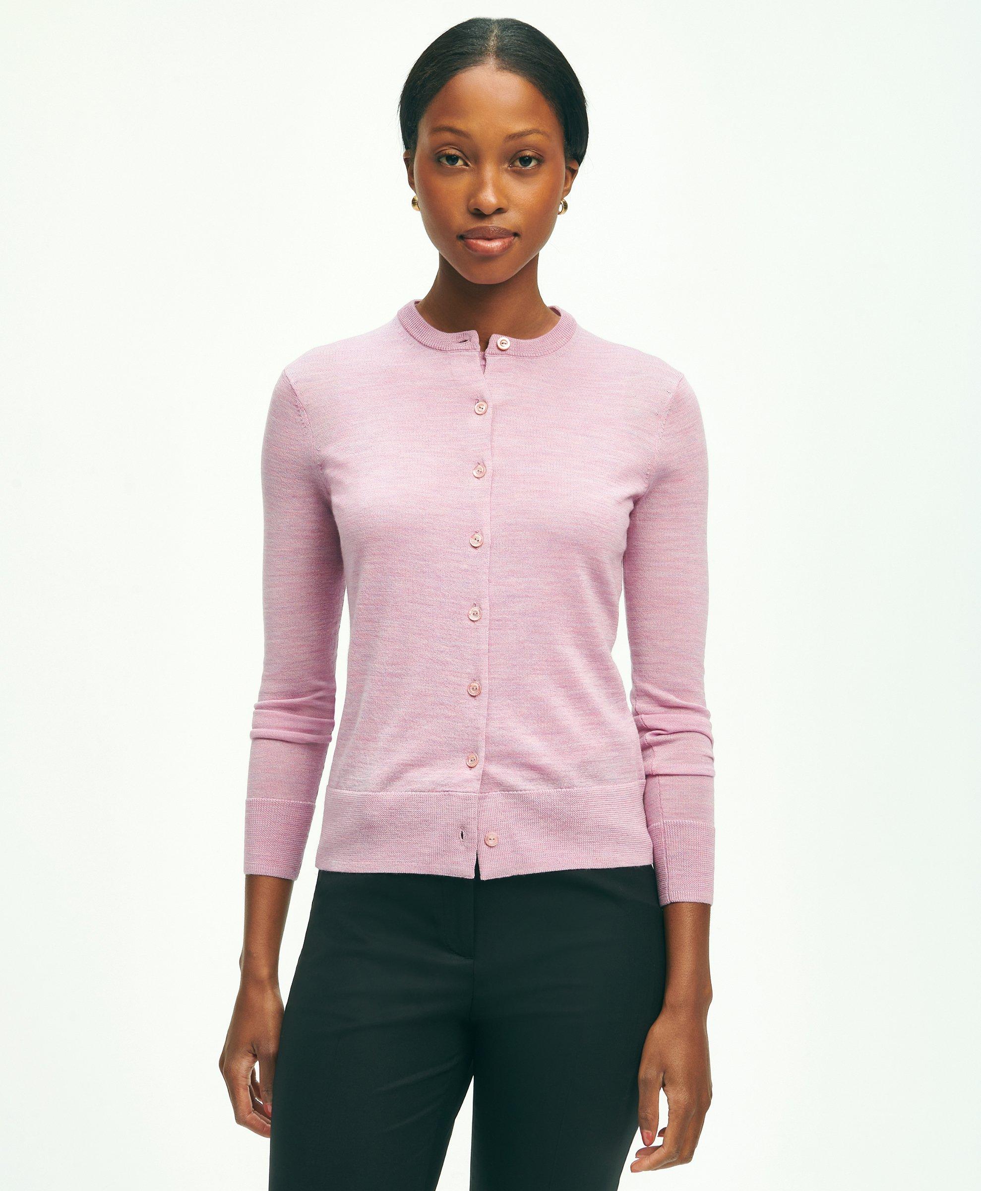 Brooks Brothers Merino Wool Cardigan Sweater | Pink | Size Xl