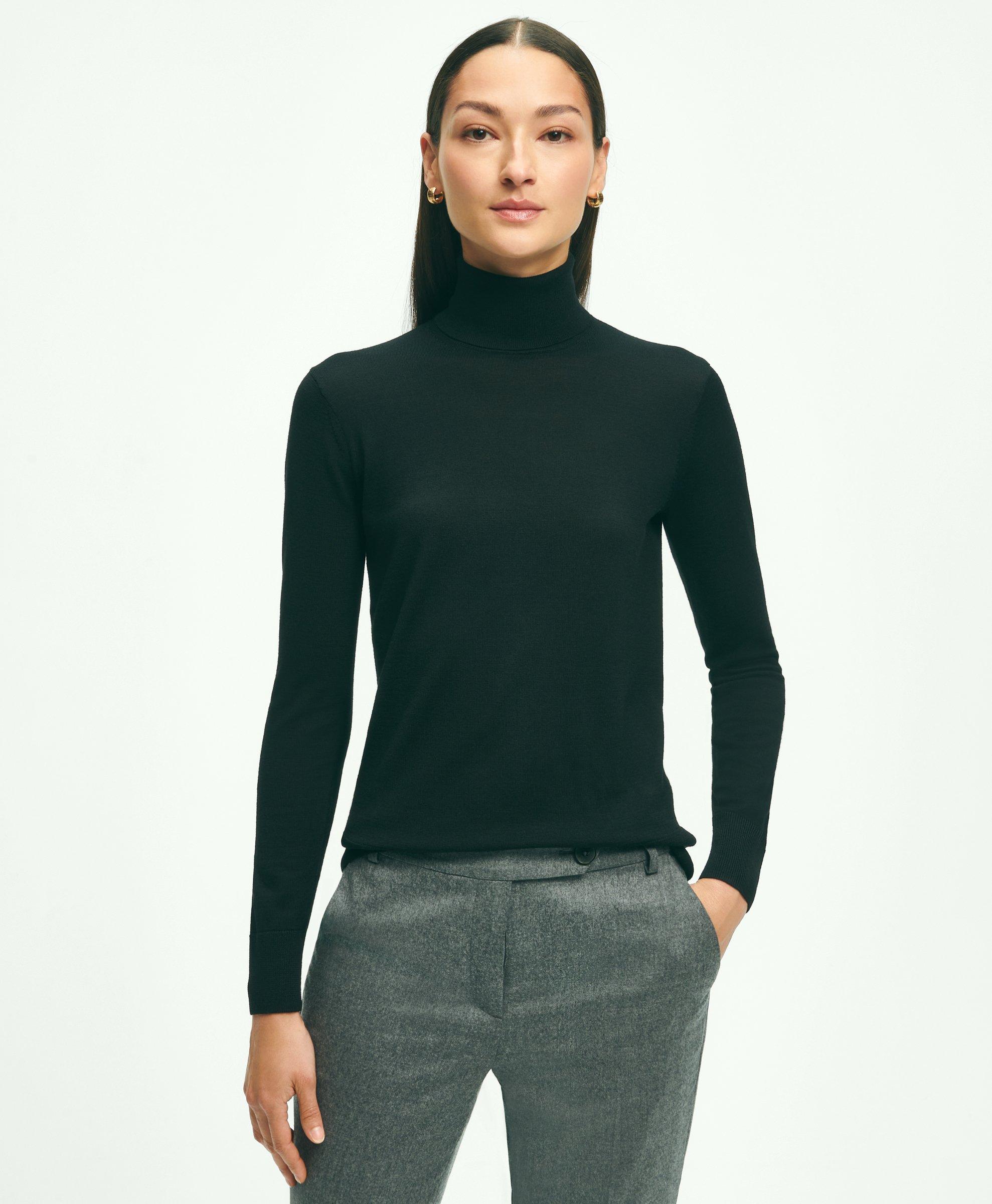 Brooks Brothers Merino Wool Turtleneck Sweater | Black | Size Medium