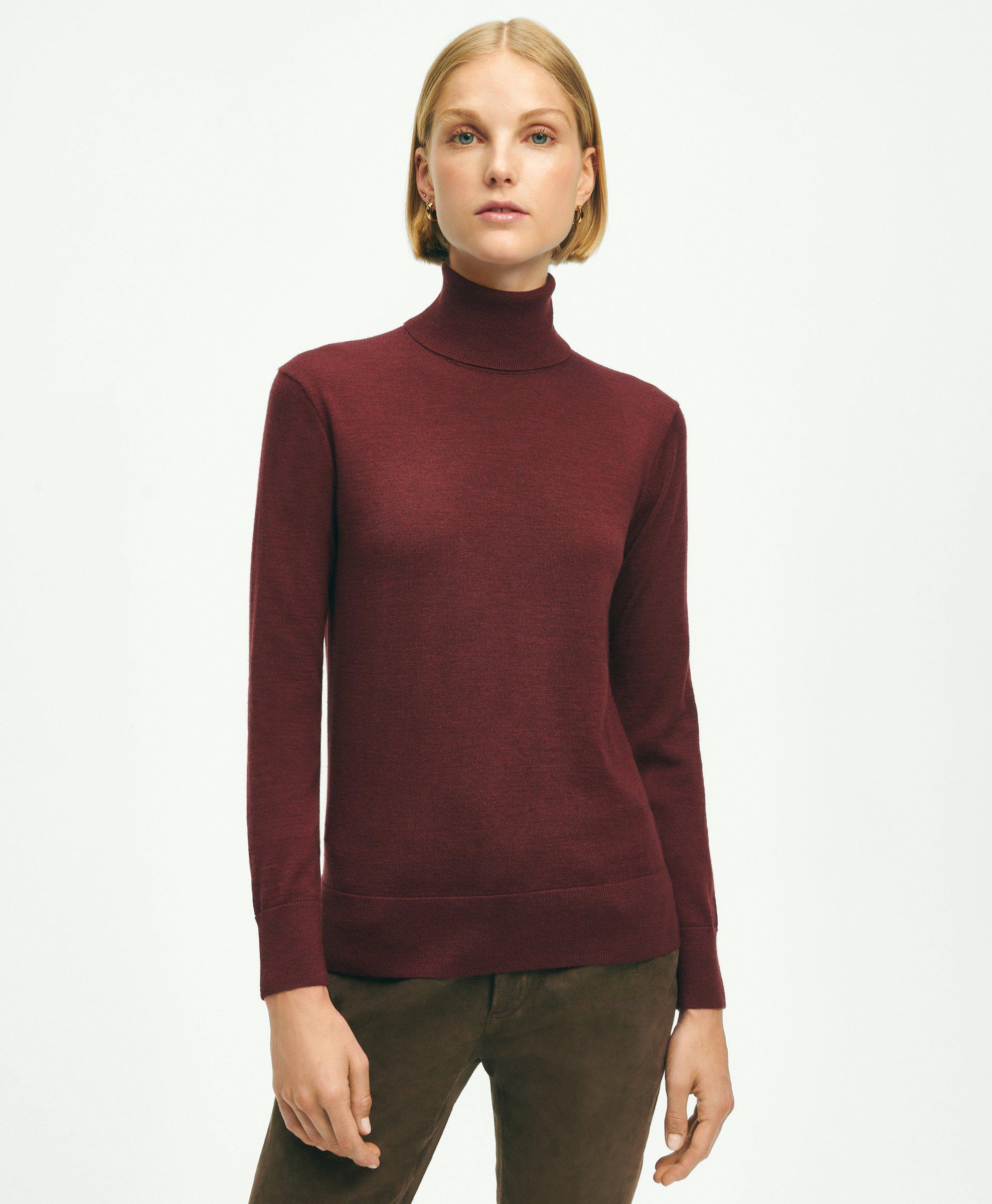 Brooks Brothers Merino Wool Turtleneck Sweater | Burgundy | Size Small