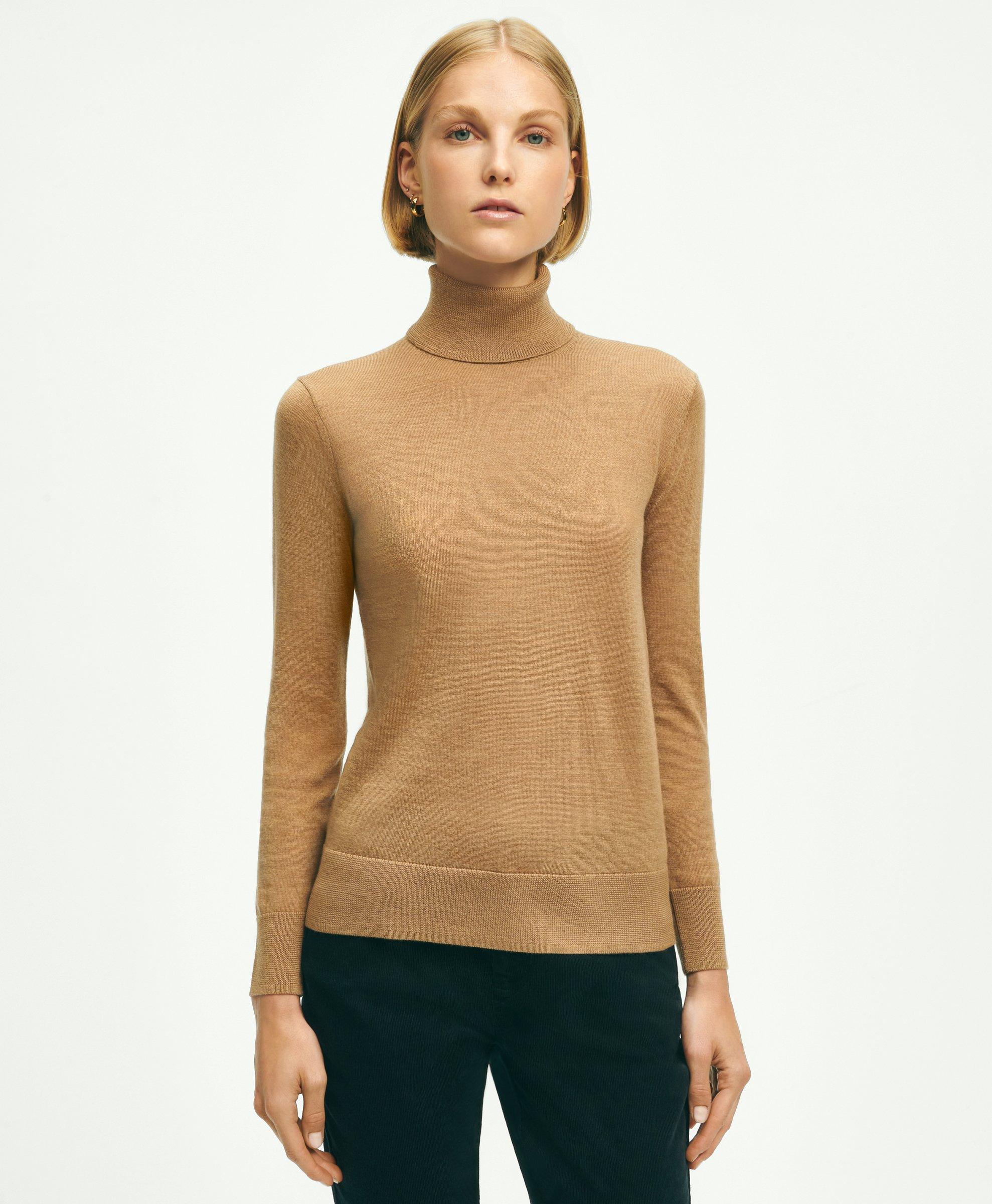 Brooks Brothers Merino Wool Turtleneck Sweater | Camel | Size Large