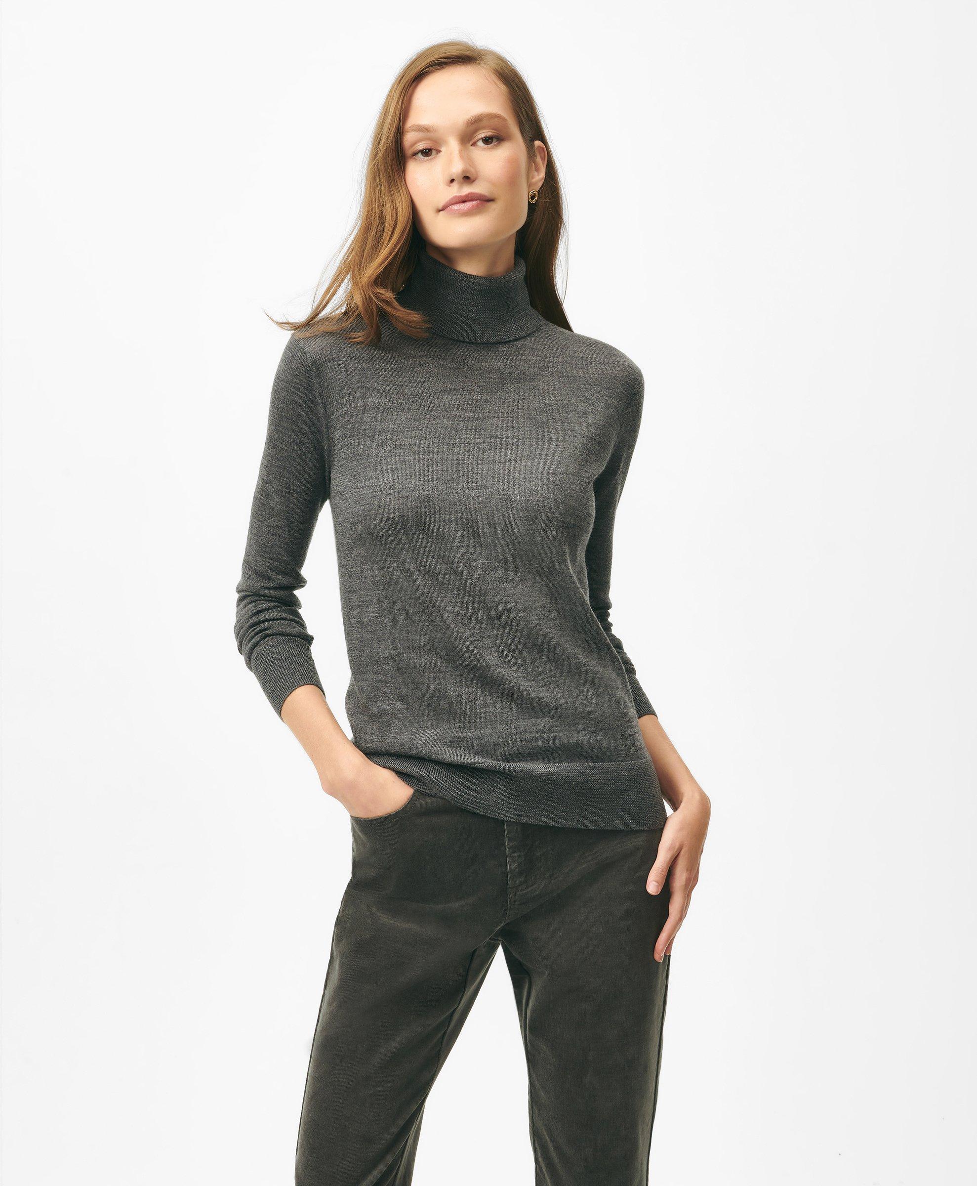 Brooks Brothers Merino Wool Turtleneck Sweater In Grey Heather