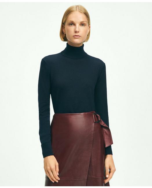 Brooks Brothers Merino Wool Turtleneck Sweater | Navy | Size Medium