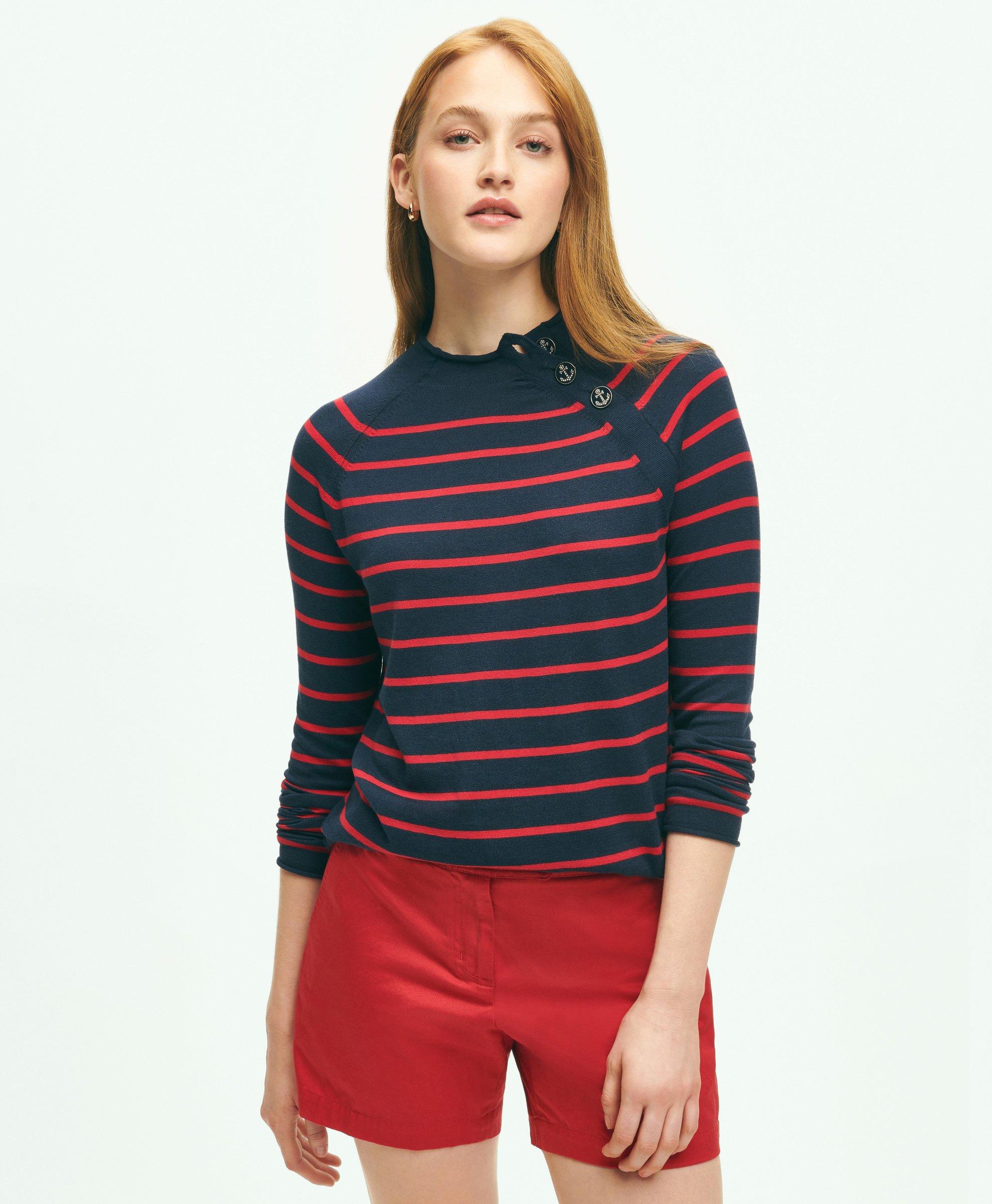 Brooks Brothers Mariner Striped Silk-cotton Sweater | Navy/red | Size Xl In Navy,red