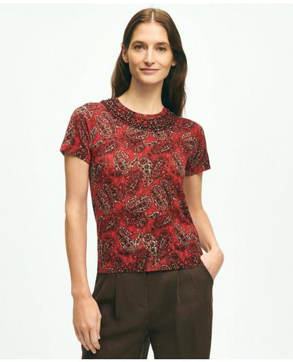 Paisley Beaded Shell In Supima Cotton Sweater