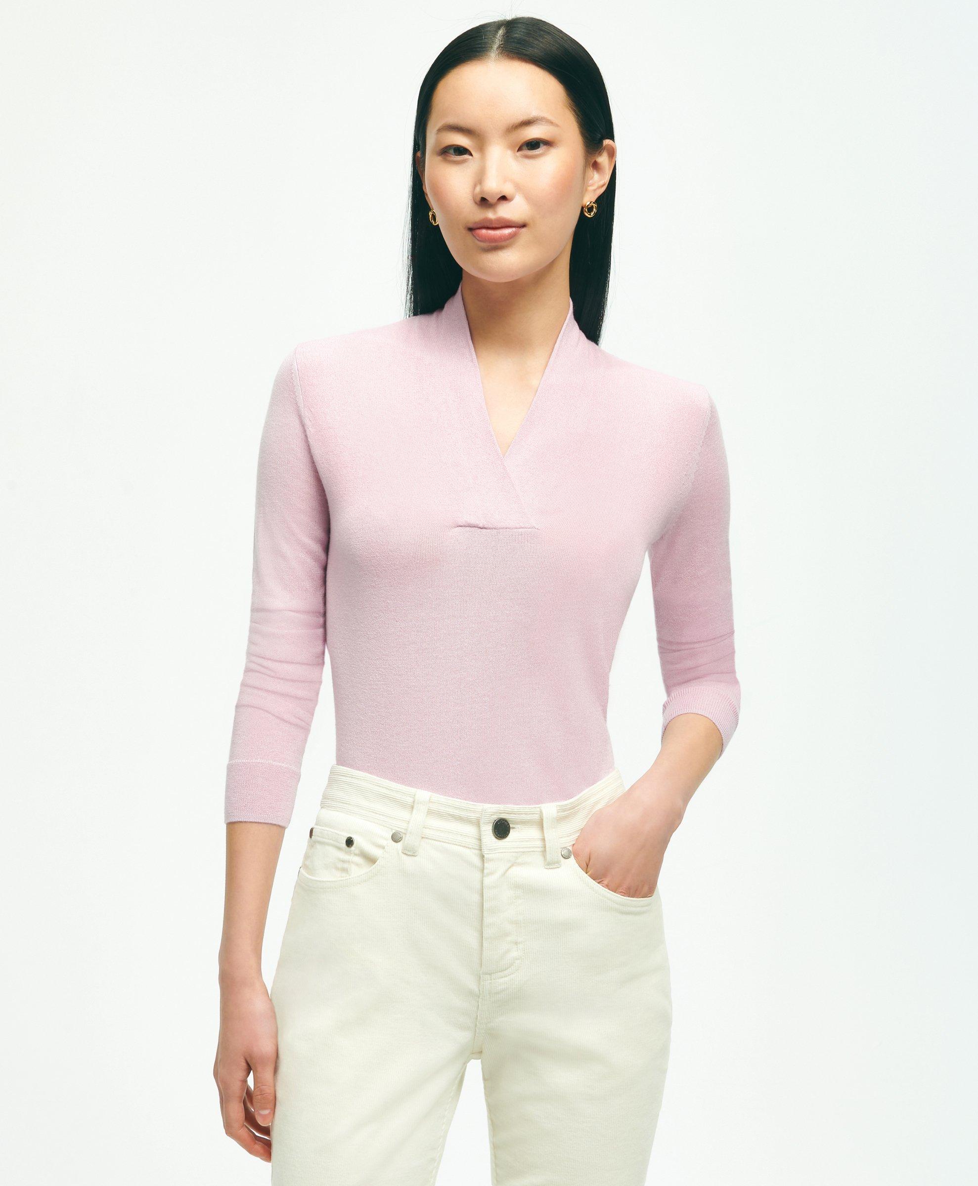 Brooks Brothers Silk-cashmere Shawl-collar Sweater | Light Purple | Size Medium