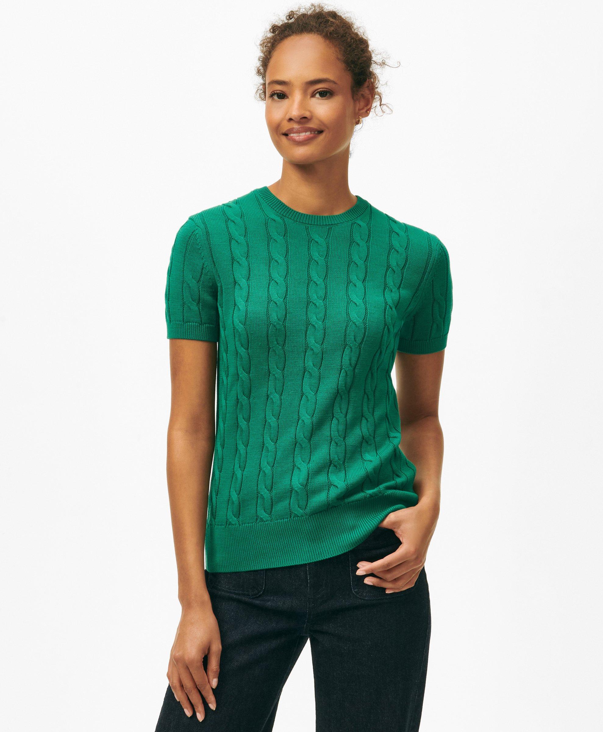 Green cable sweater best sale