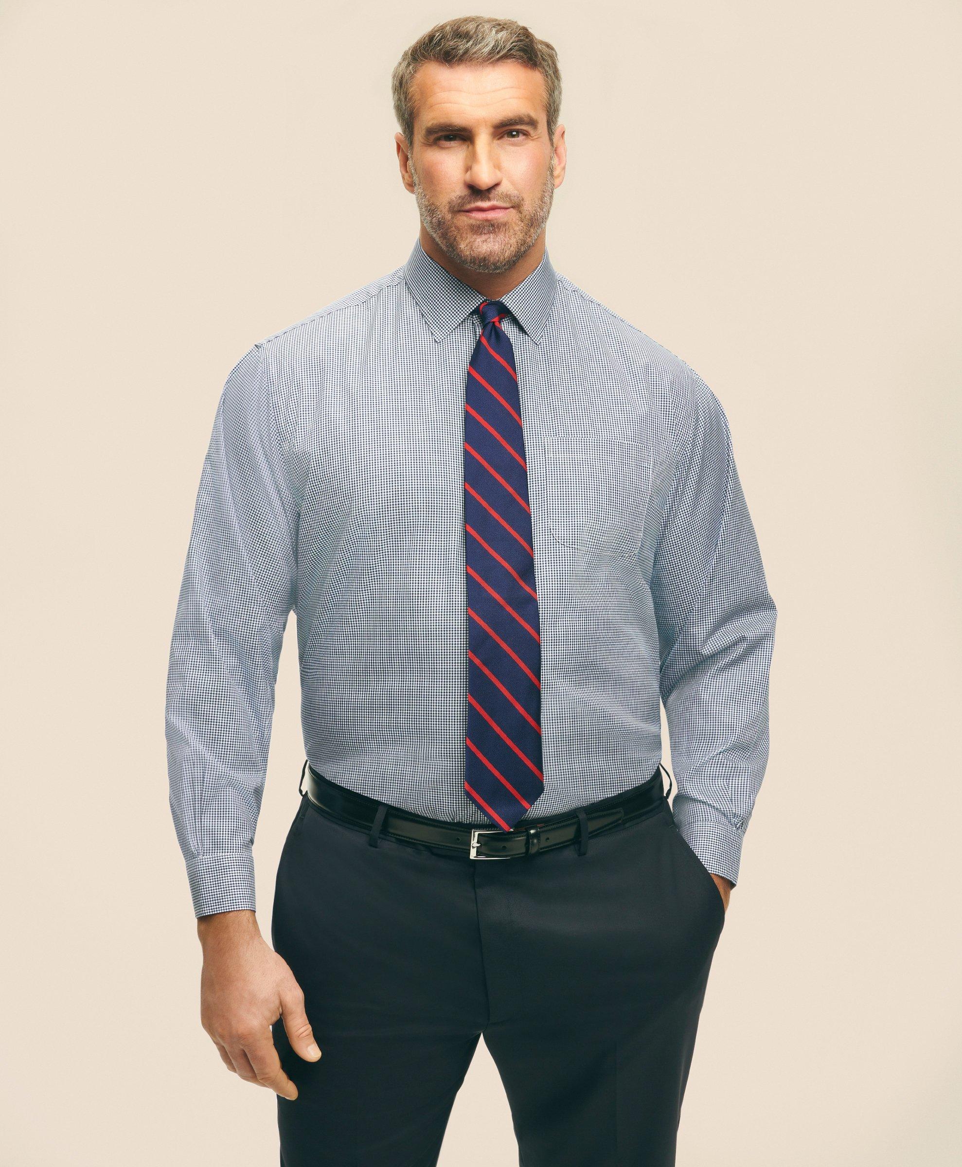 brooks brothers gingham dress shirt Stretch Regent Regular-Fit Dress Shirt, Non-Iron Poplin Button-Down Collar  Gingham