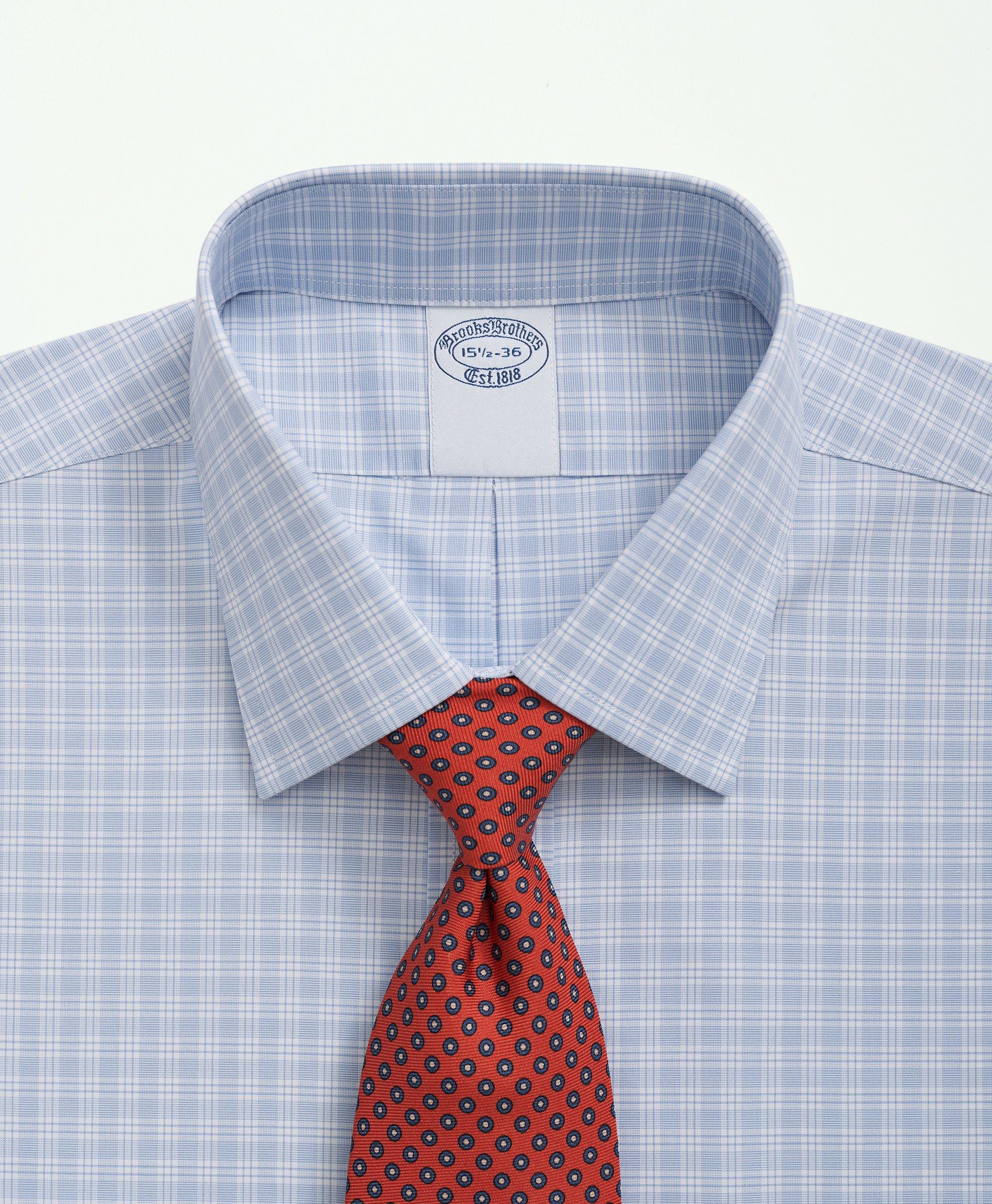 Big & Tall Stretch Supima Cotton Non-Iron Poplin Ainsley Collar, Checked Dress Shirt