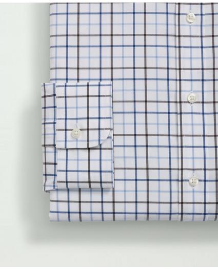 Big & Tall Stretch Supima Cotton Non-Iron Pinpoint Polo Button-Down Collar, Windowpane Dress Shirt