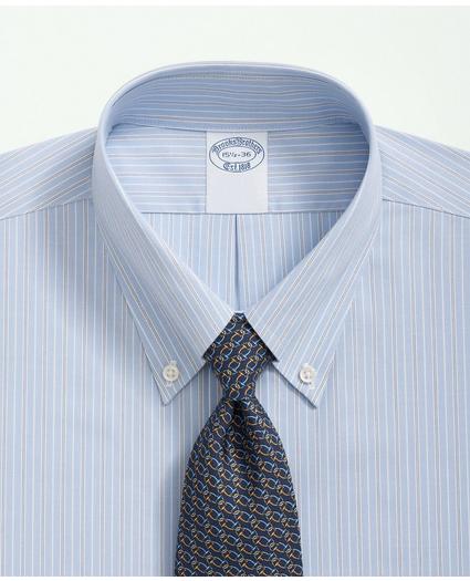 Big & Tall Stretch Supima Cotton Non-Iron Poplin Polo Button-Down Collar, Striped Dress Shirt