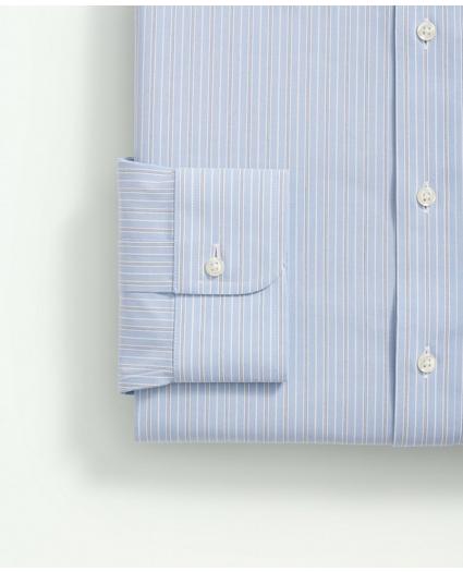 Big & Tall Stretch Supima Cotton Non-Iron Poplin Polo Button-Down Collar, Striped Dress Shirt