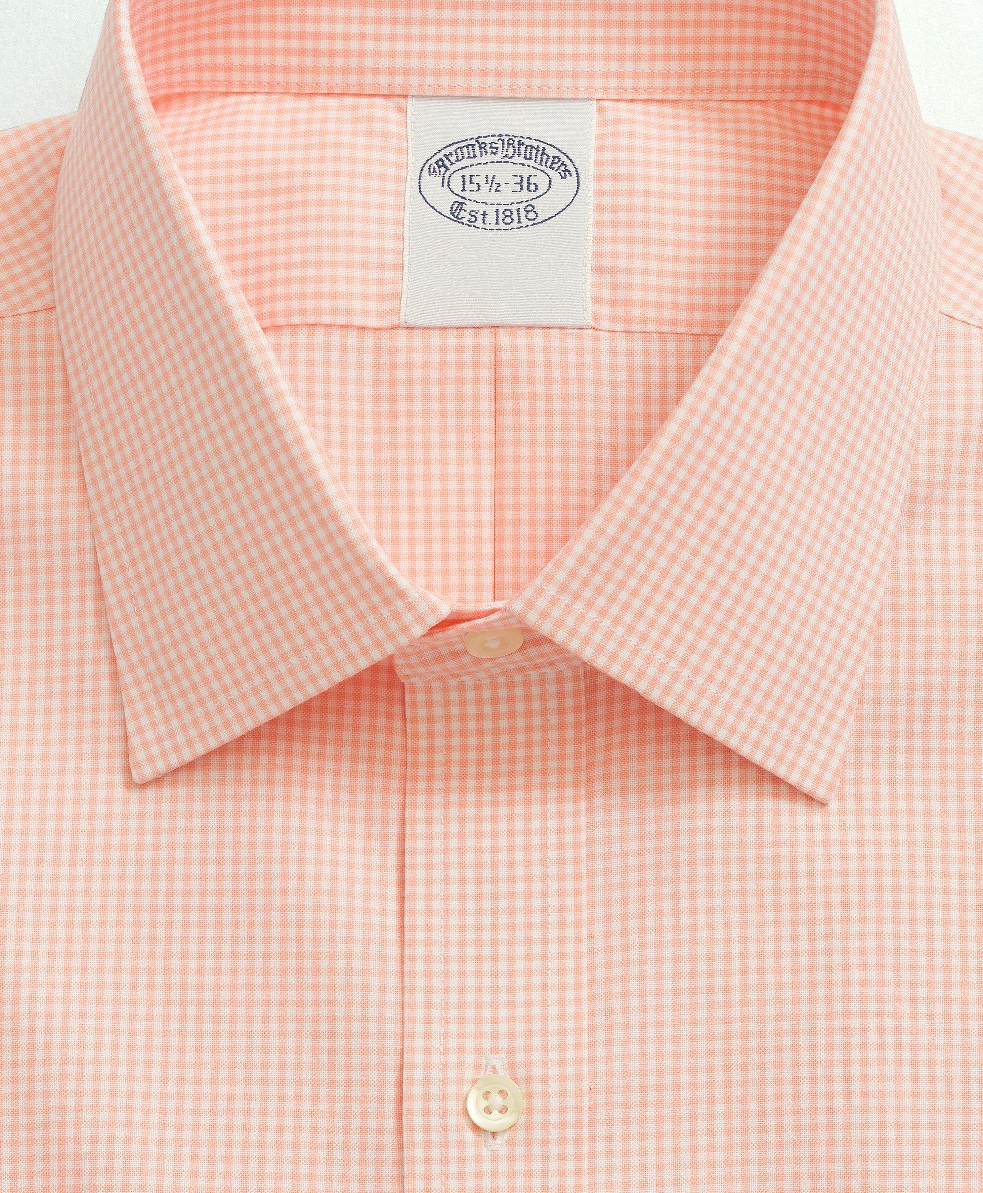 Big & Tall Stretch Supima Cotton Non-Iron Pinpoint Oxford Ainsley Collar, Gingham Dress Shirt