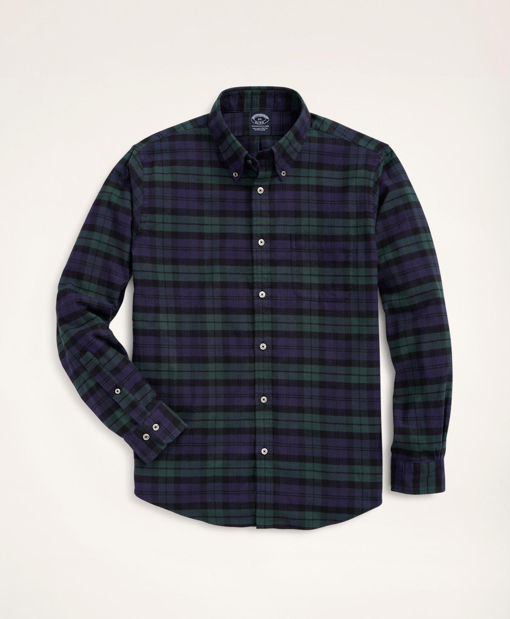 Brooks Brothers Big & Tall Portuguese Flannel Shirt In Navy,green