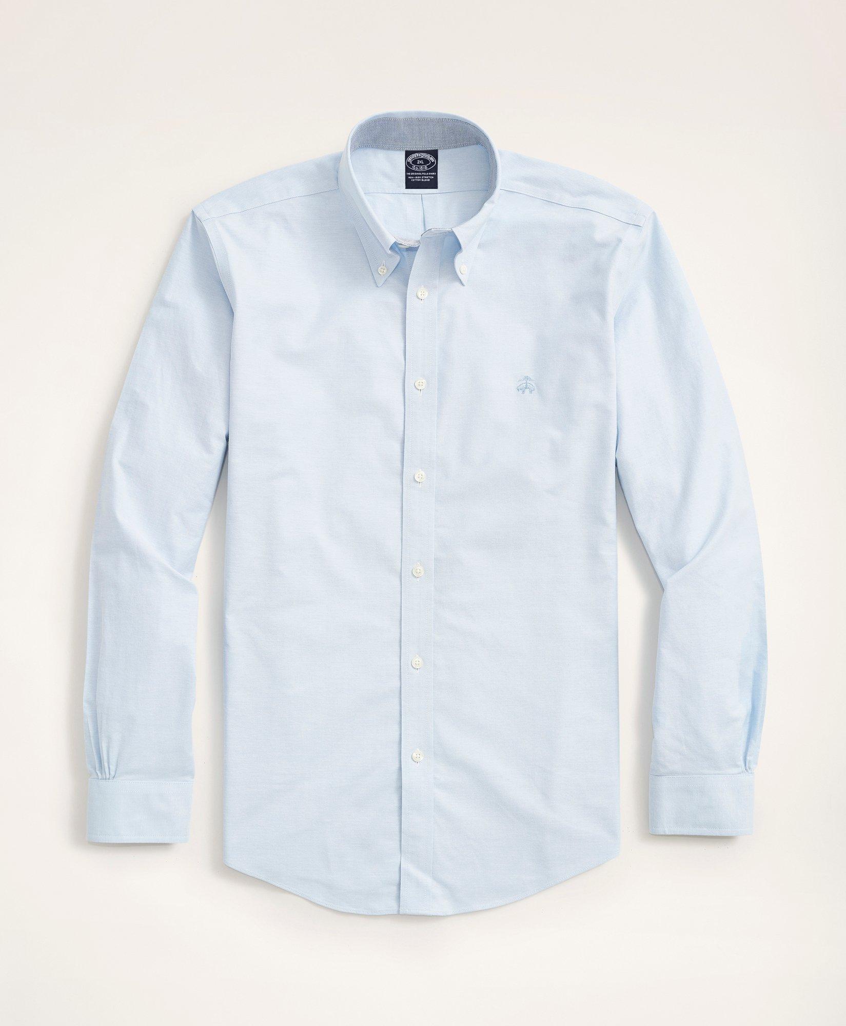 Brooks Brothers Stretch Big & Tall Sport Shirt, Non-iron Oxford | Light Blue | Size 2x Tall