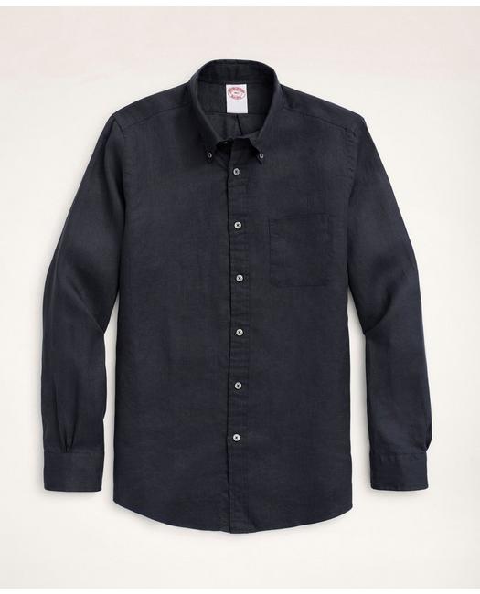 Brooks Brothers Big & Tall Sport Shirt, Irish Linen | Black | Size 4x Tall