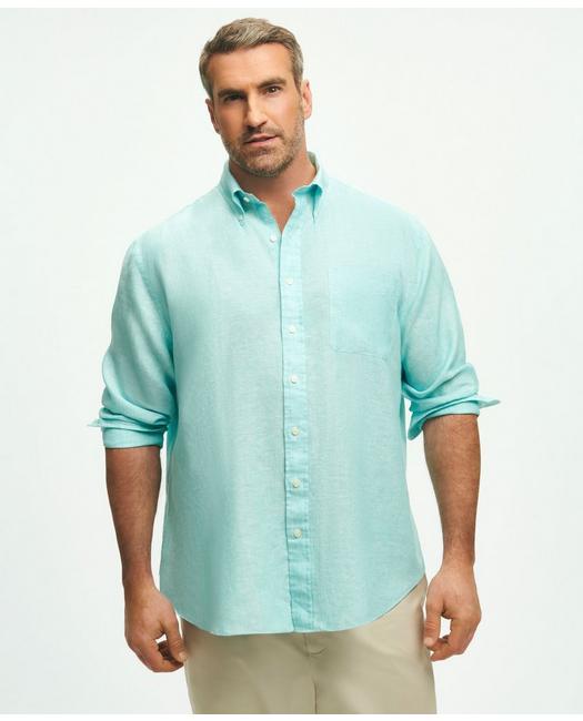 Brooks Brothers Big & Tall Sport Shirt, Irish Linen | Marine Blue | Size 3x Tall