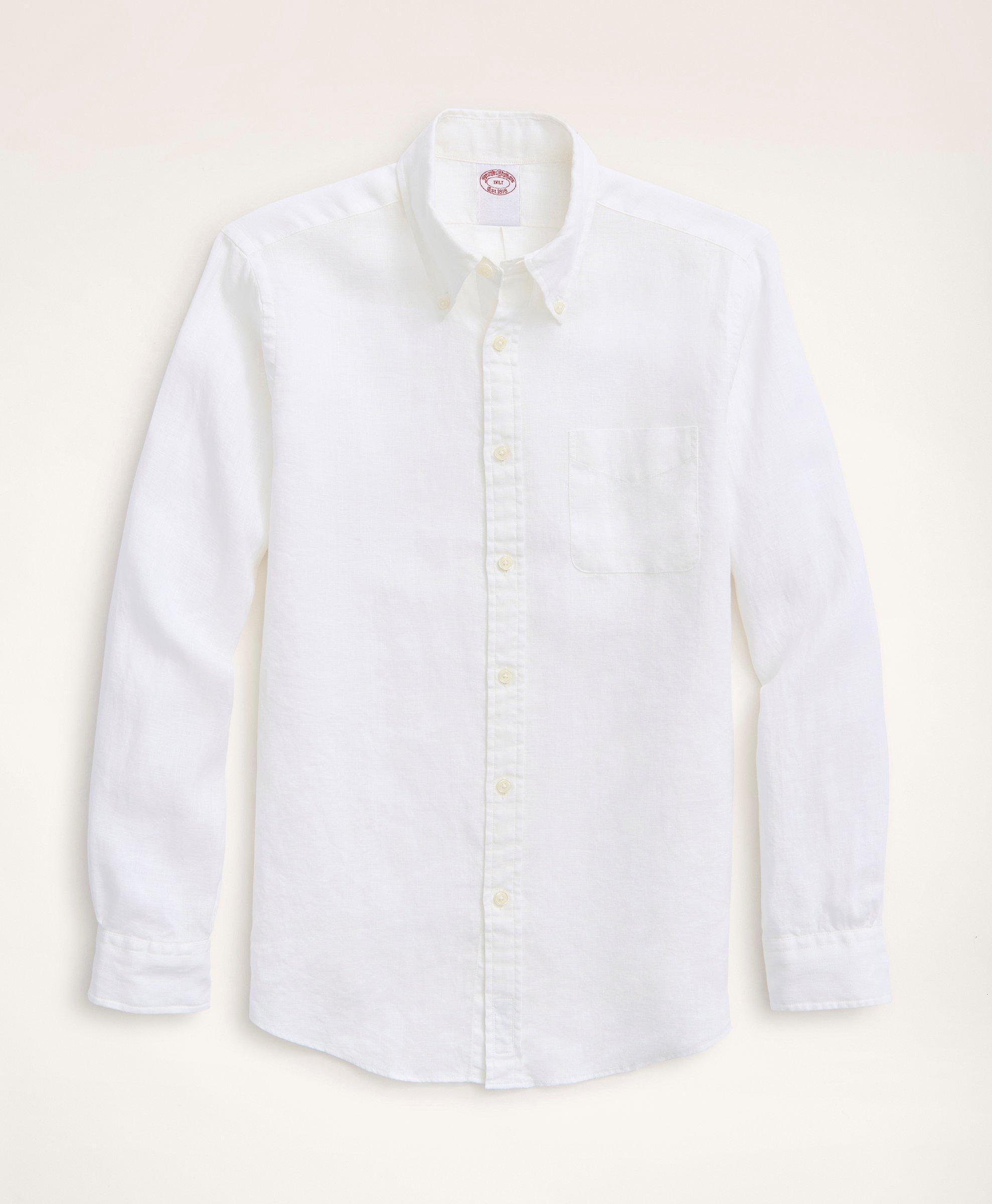 Brooks Brothers Irish Linen Sport Shirt In White