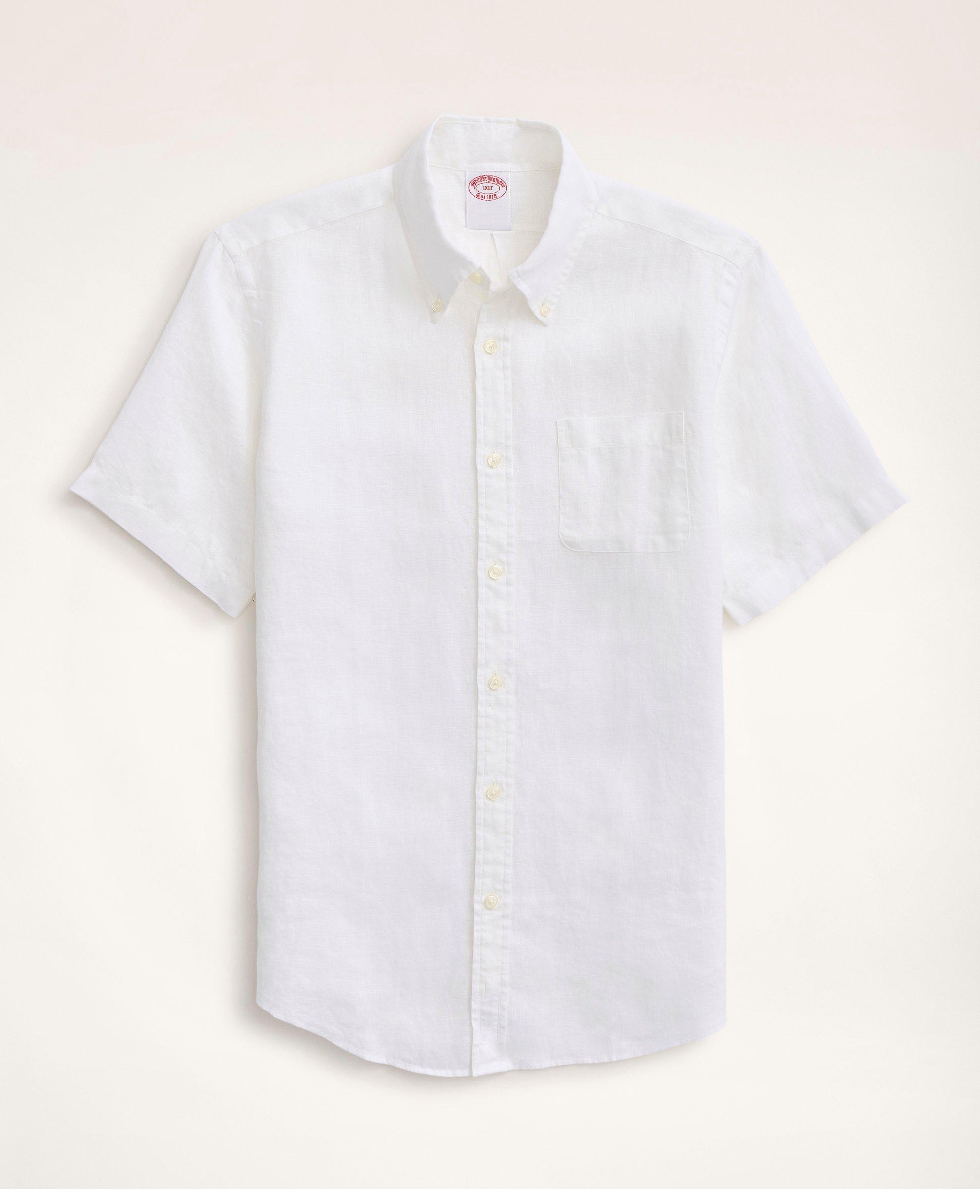 Brooks Brothers Regular Fit Cotton Seersucker Short Sleeve Button-down Shirt In White