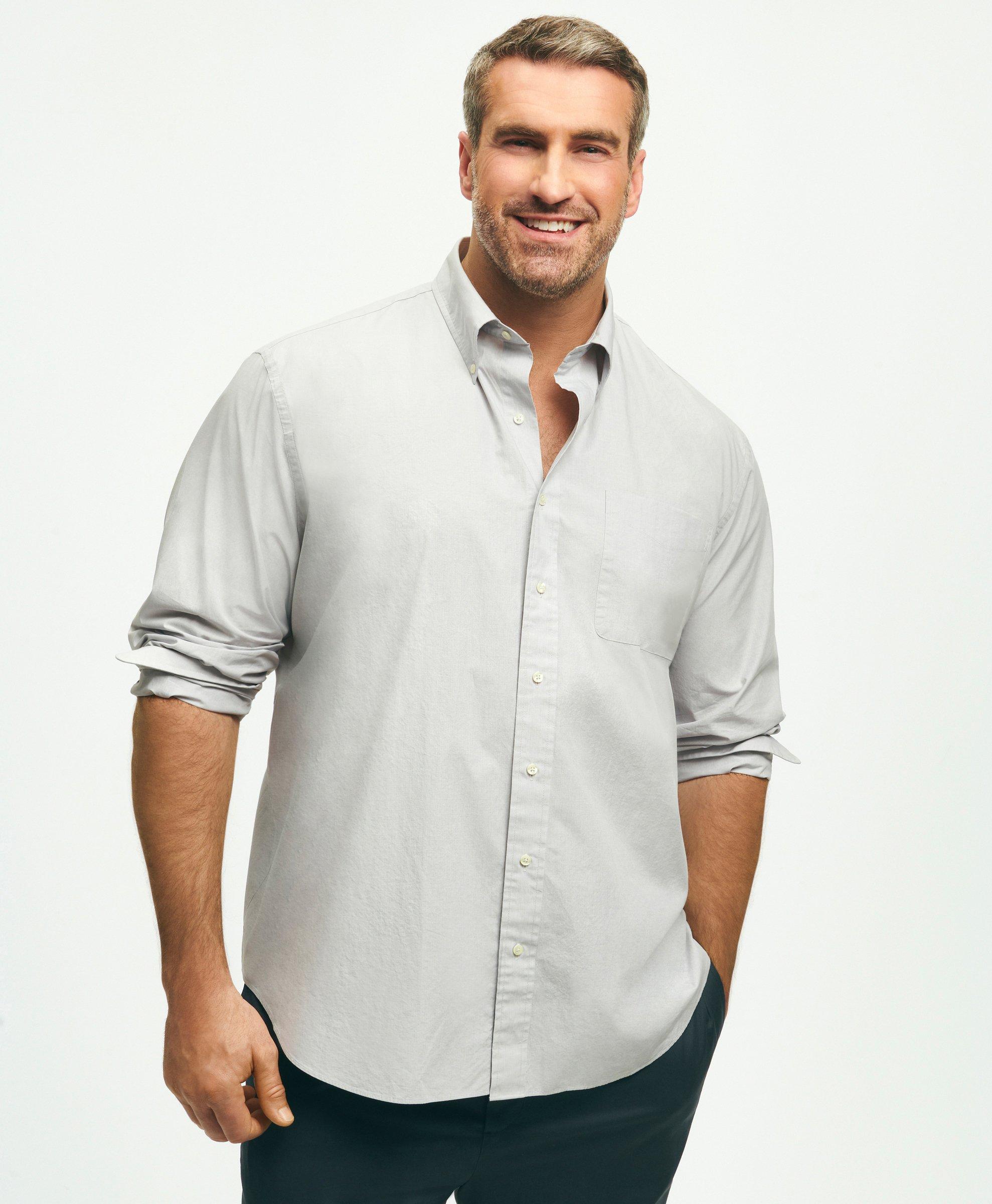Brooks Brothers Big & Tall Friday Shirt, Poplin End-on-end In Grey