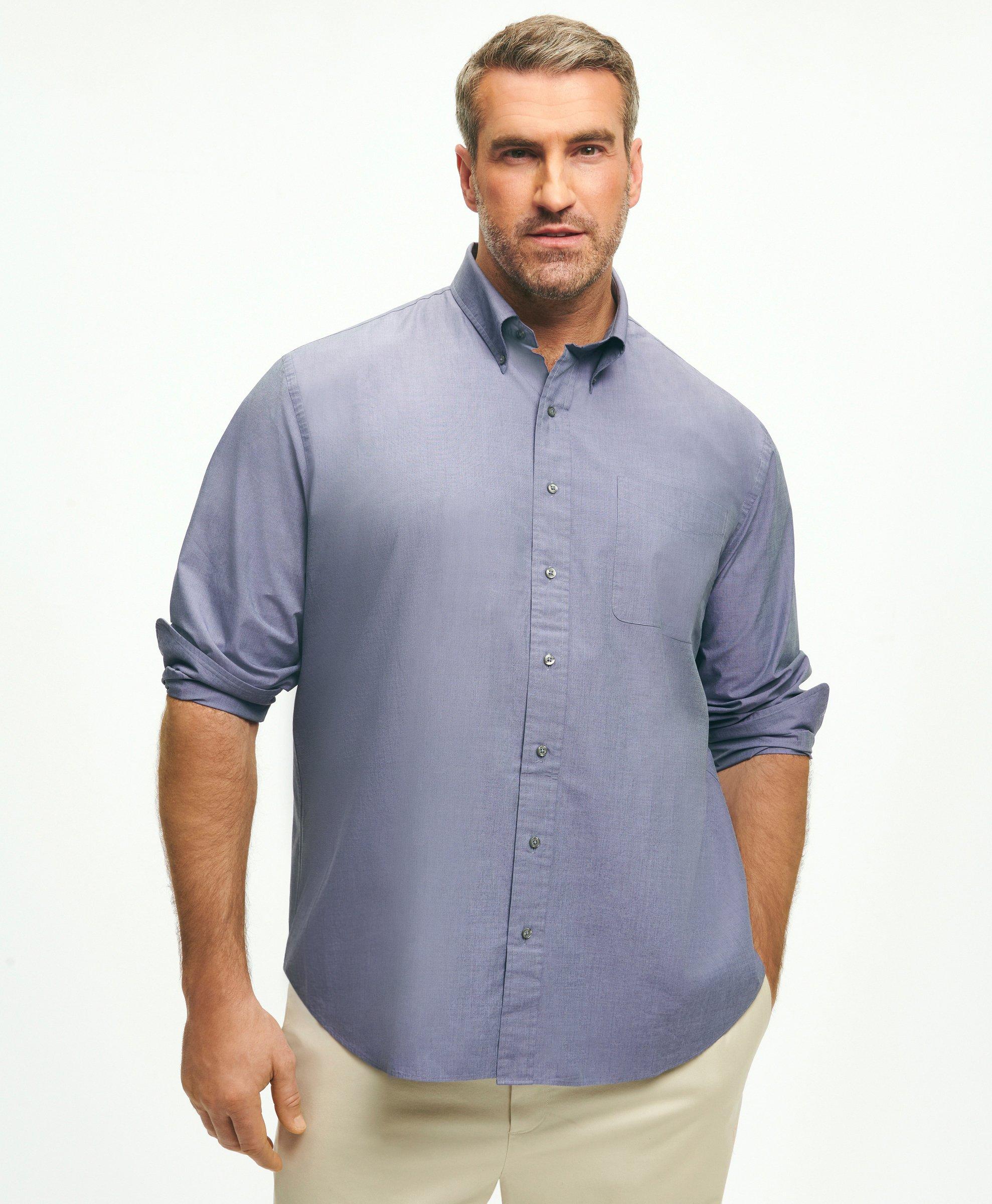 Brooks Brothers Big & Tall Friday Shirt, Poplin End-on-end | Navy | Size 1x Tall