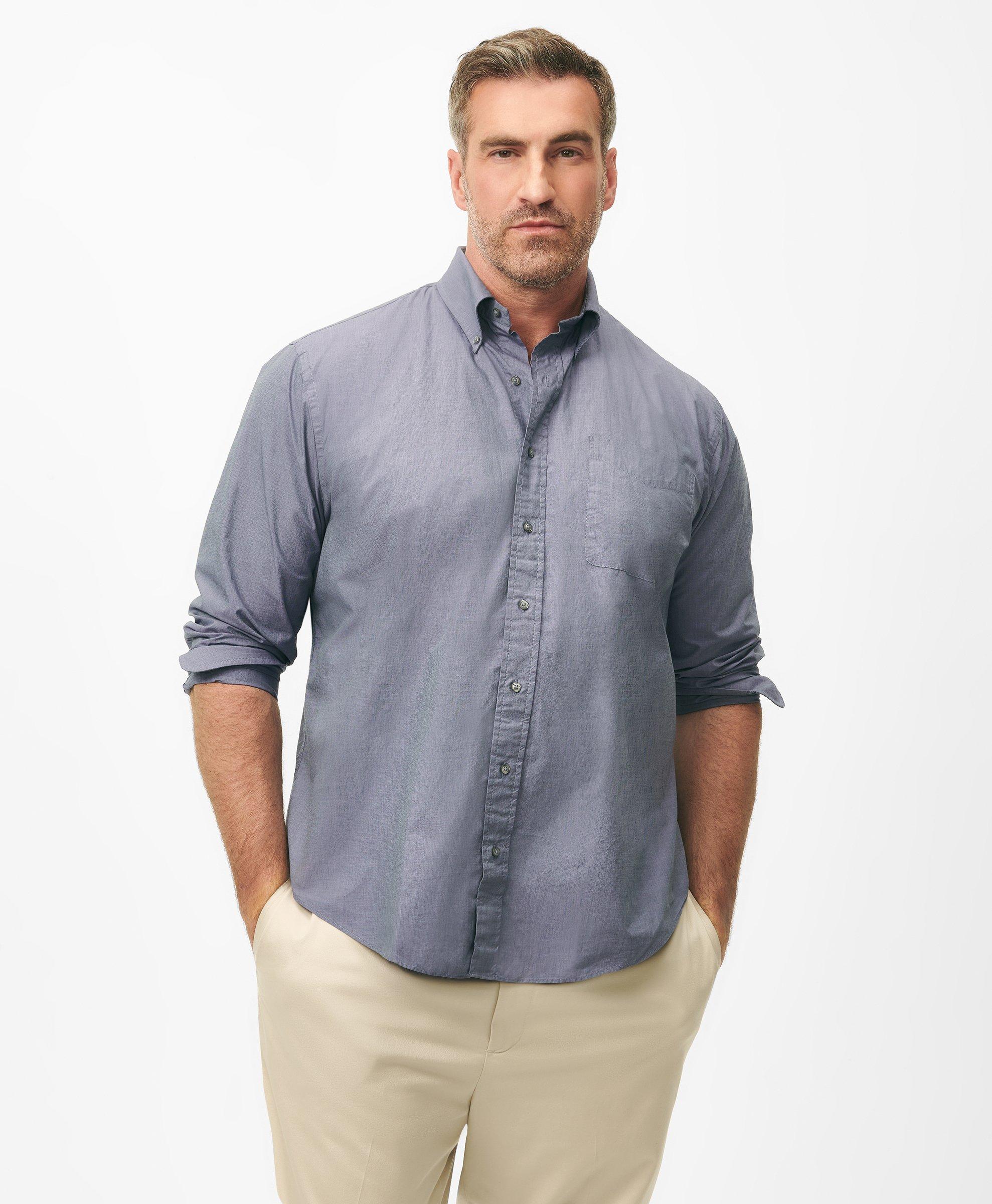 Brooks Brothers Big & Tall Friday Shirt, Poplin End-on-end In Navy