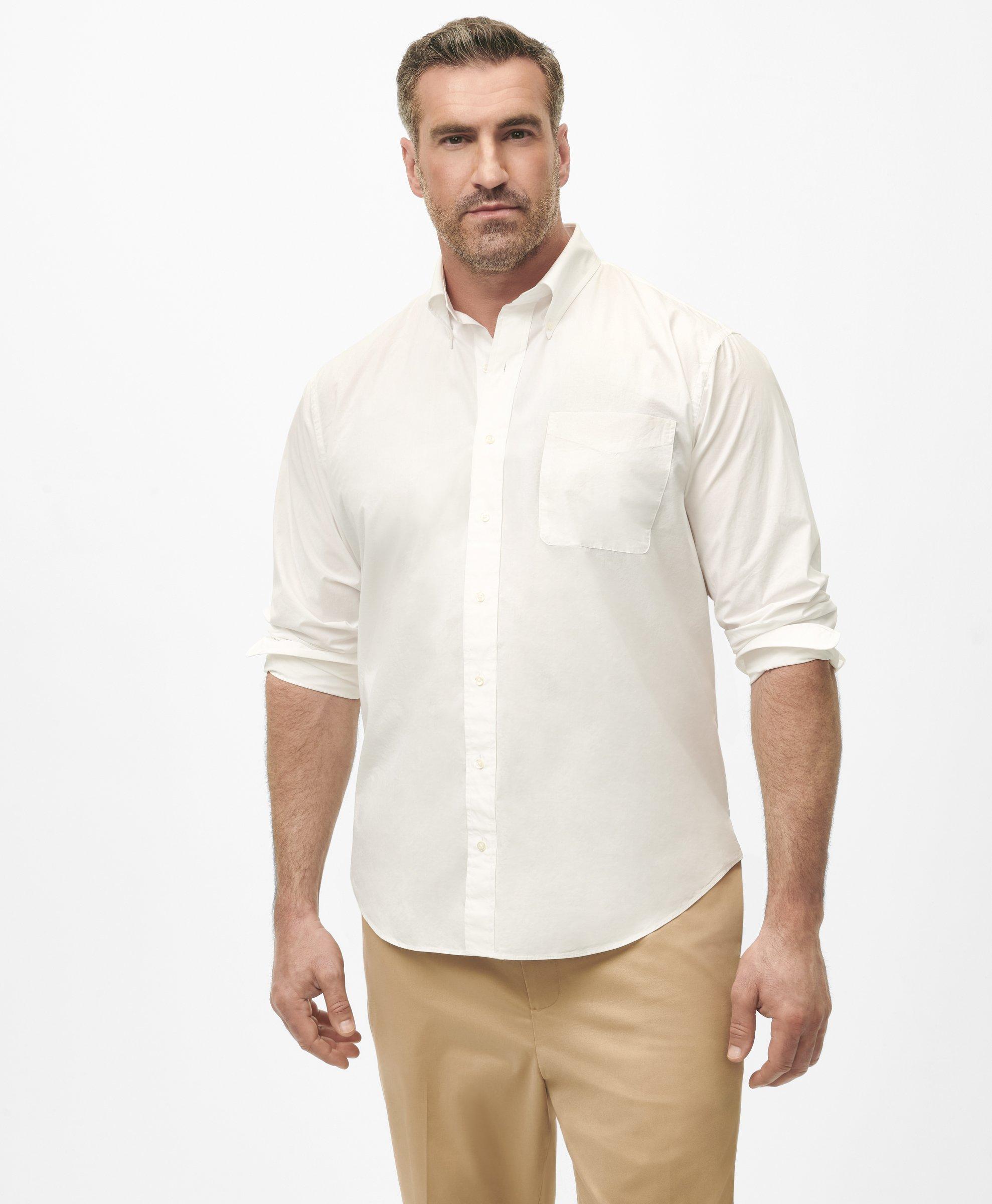 Brooks Brothers Big & Tall Friday Shirt, Poplin End-on-end In White