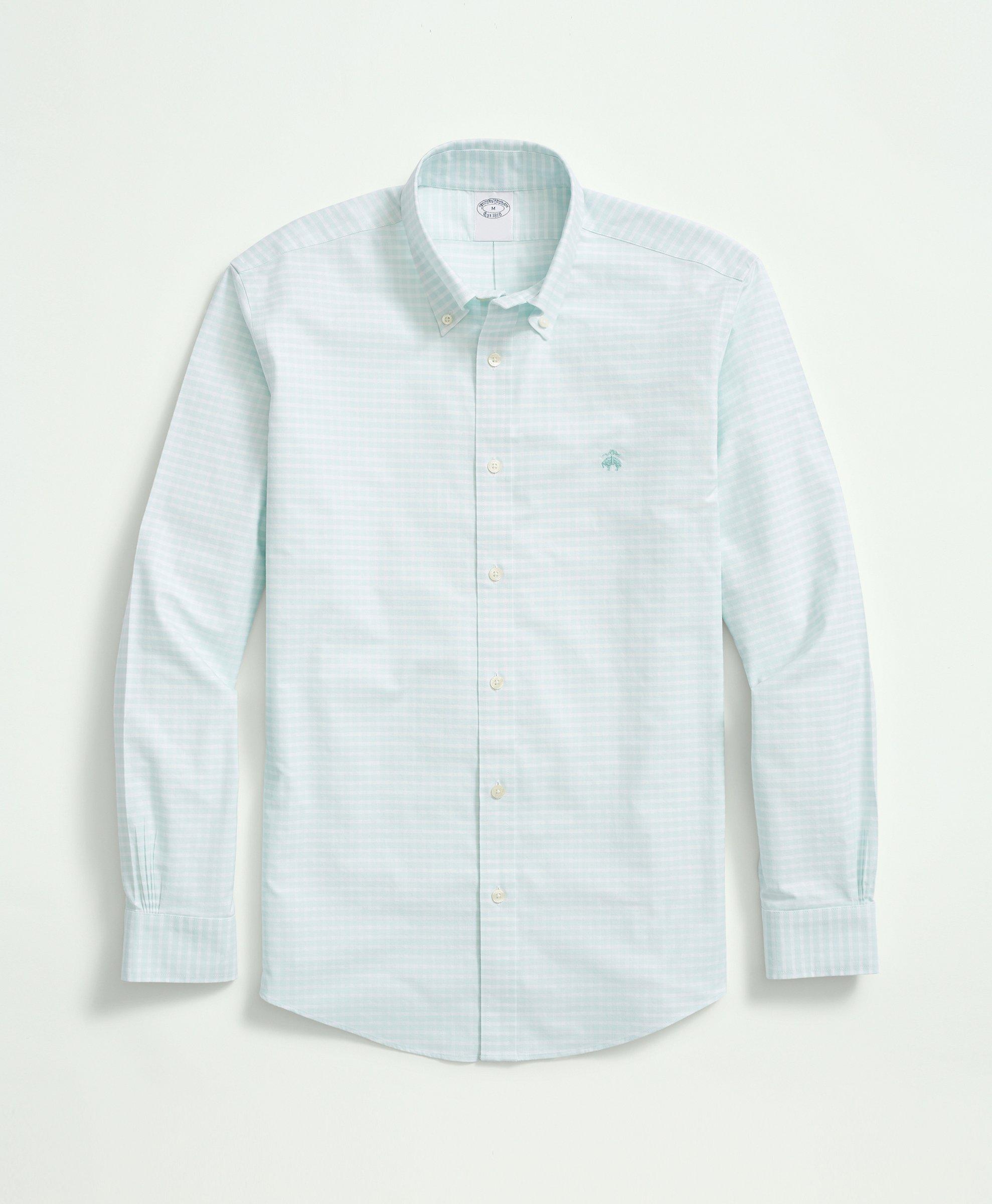 Brooks Brothers Big & Tall Stretch Non Iron Oxford Button-down Collar Sport Shirt | Aqua | Size 4x