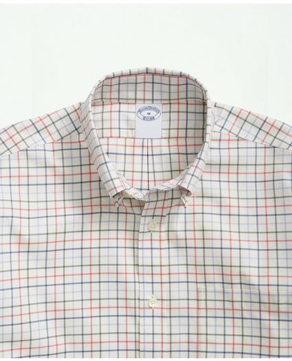 Big & Tall Stretch Supima Cotton Non-Iron Twill Polo Button Down Collar, Tattersall Shirt