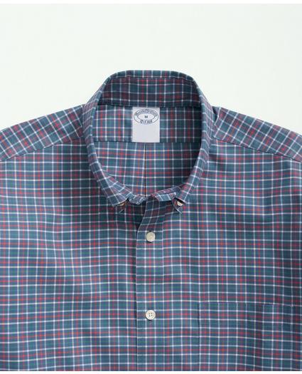 Big & Tall Stretch Supima Cotton Non-Iron Twill Polo Button Down Collar, Mini Checked Shirt
