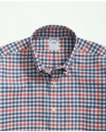 Big & Tall Stretch Supima Cotton Non-Iron Twill Polo Button Down Collar, Gingham Shirt